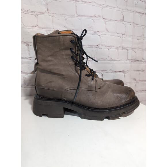 A.S. 98 Boots Lukie Brown Leather Shearling Lined Combat Ankle Boots Sz 40 AS 98 - Picture 2 of 16